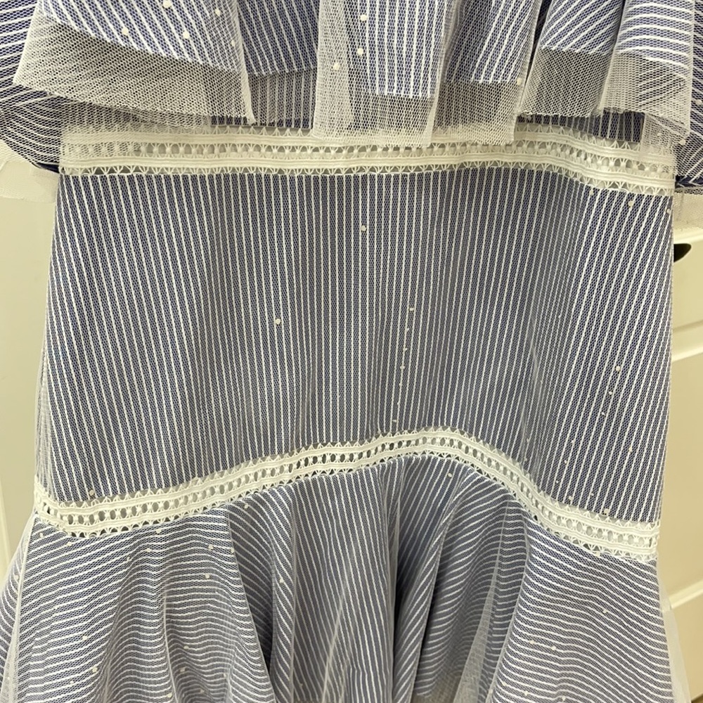 Prabal Gurung Blue and White Striped Dress - Picture 12 of 16